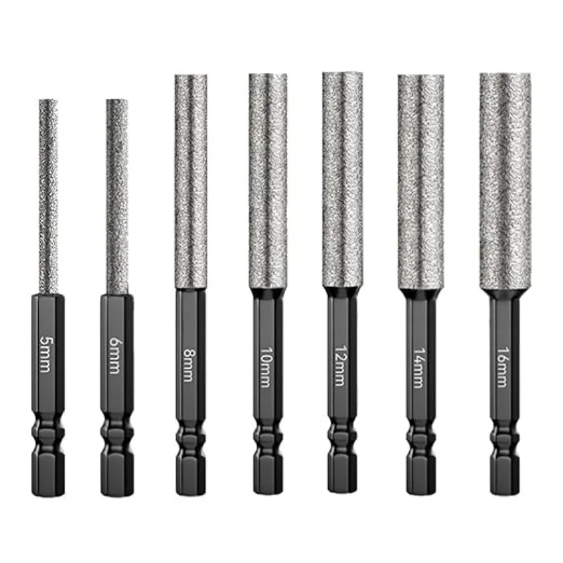 

Diamond Drill Bits - 5/6/8/10/12/14/16mm, 1/4 Hex Shank, Diamond Core Drill Bit for Ceramic,Granite,Tile,Glass,Marble,Brick,etc