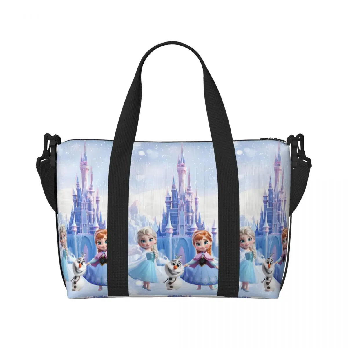 

Custom Frozen Anime Tote Bag Women Big Capacity Elsa Kawaii Princess Gym Beach Travel Bags