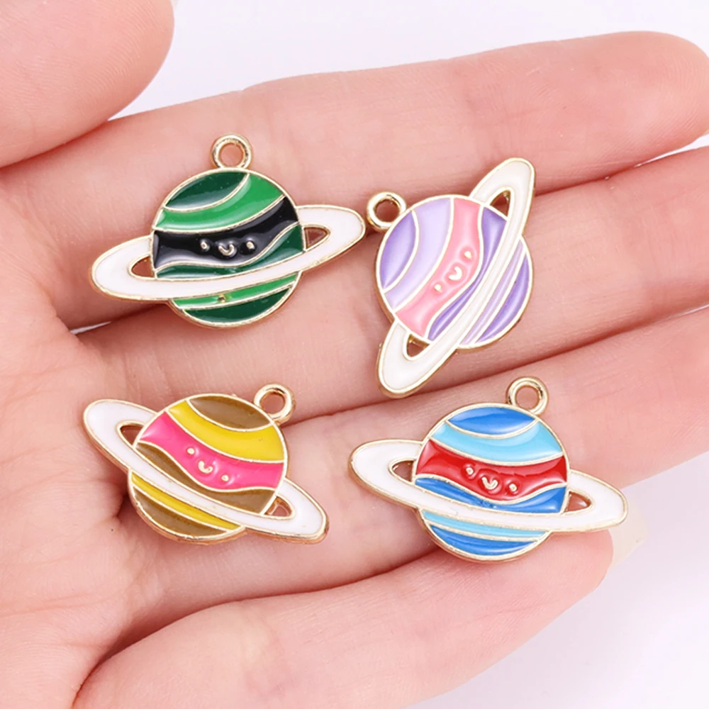 20Pcs/lot Mix Enamel Saturn Planet Charms Pendants for Necklace Earrings DIY Handmade Jewelry Making Craft Accessories Wholesale