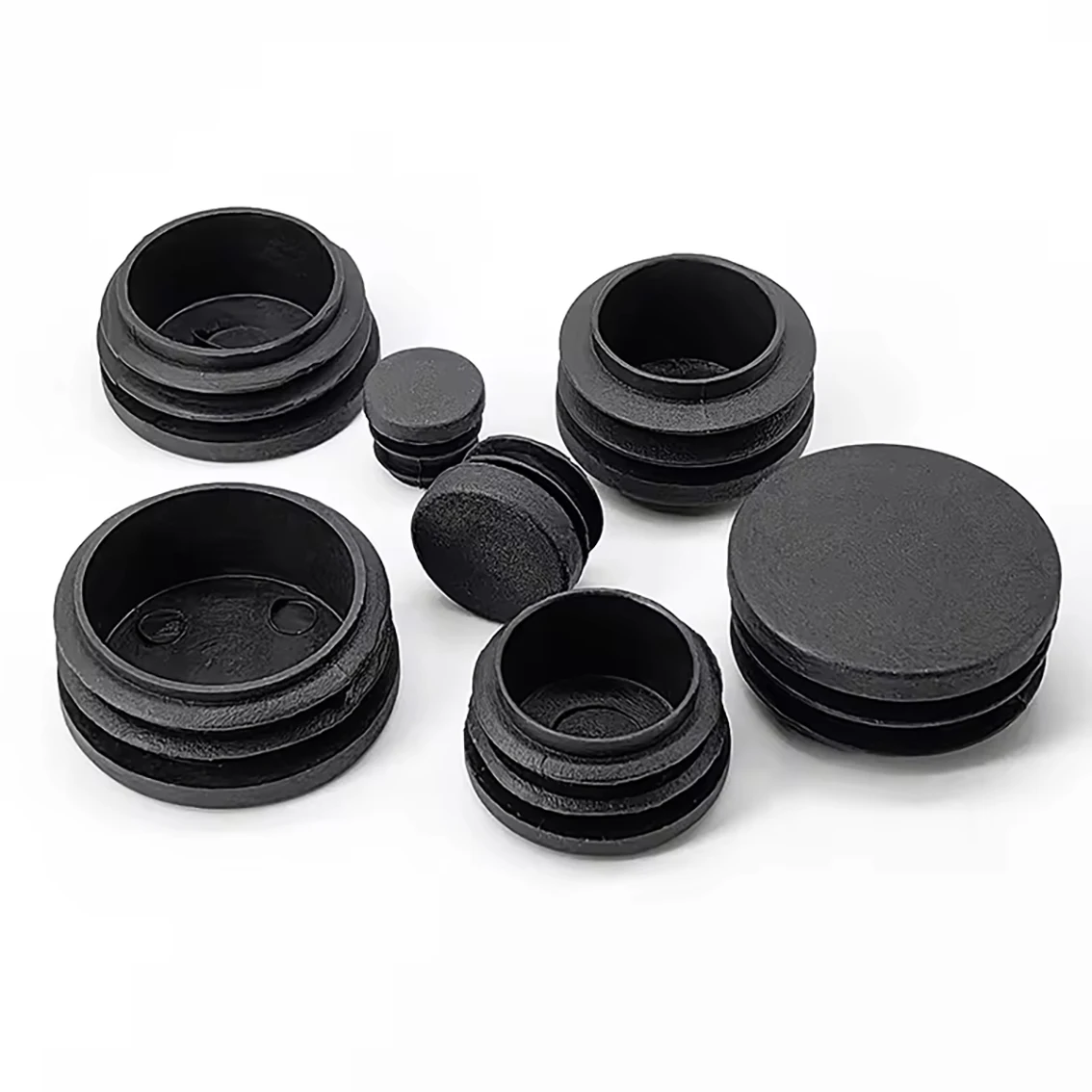 12-100mm Thick Black Circular Stainless Steel Pipe Plug Chair Table Legs Furniture Cover Pipe Plug Dust Cover Floor Protector