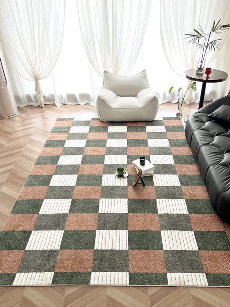 

Винтажный разноцветный клетчатый ковер, художественные роскошные геометрические ковры для гостиной, удобные мягкие коврики для спальни, которые можно стирать в машине