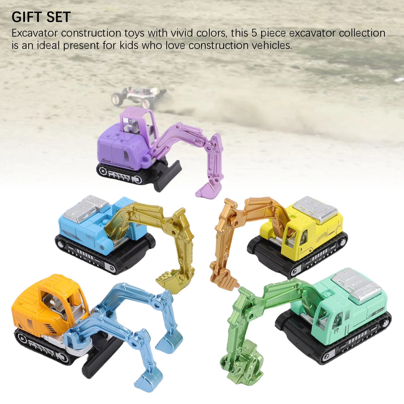 

5PCS Excavator Construction Toys Alloy Colorful Excavator Truck Toys with Hook for Kids Excavator Construction Toys