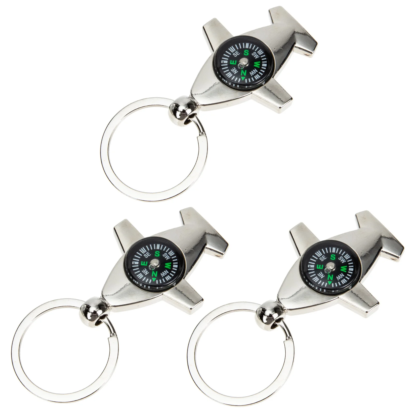 

3Pcs Compass Keychain Creative Alloy Key Pendant Lightweight Portable Decorative Accessory Compass Key Ring Alloy Keyring