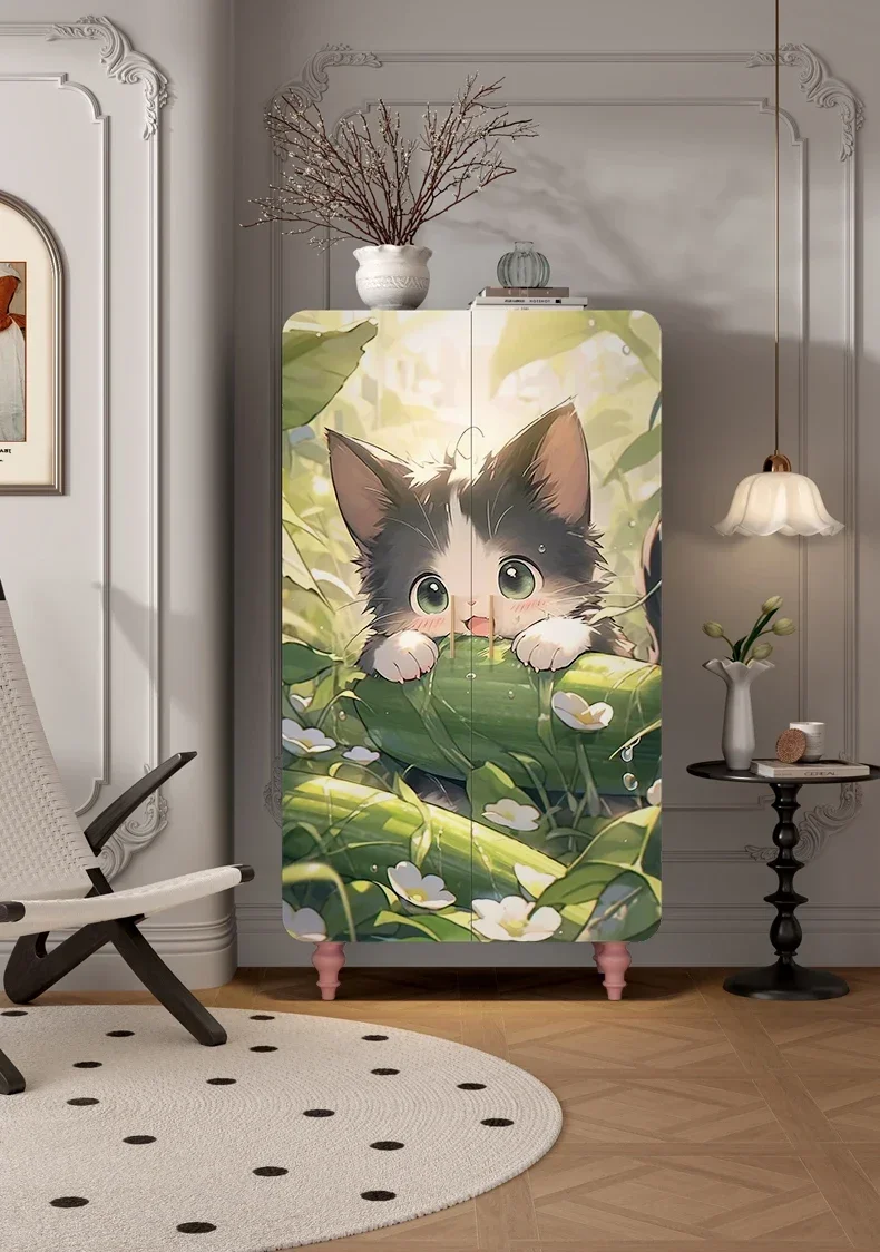 Шкаф из цельного дерева, французский романтический розовый шкаф для хранения в спальне