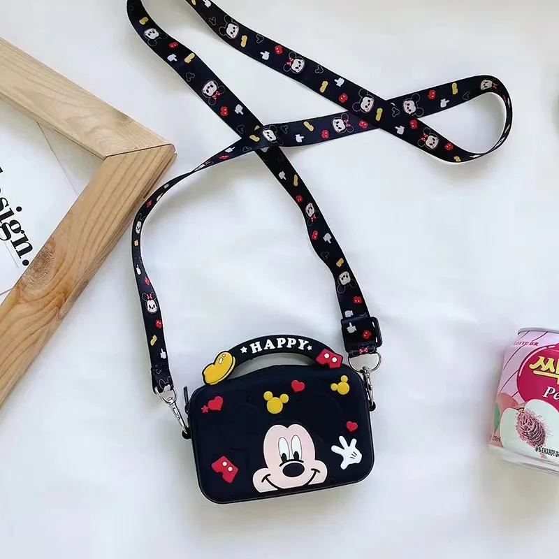 Dompet Koin Silikon Anak-anak Kartun Lucu Tas Selempang Bahu Mickey Minnie Cetak Anak-anak Kasual Tas Persegi Kecil