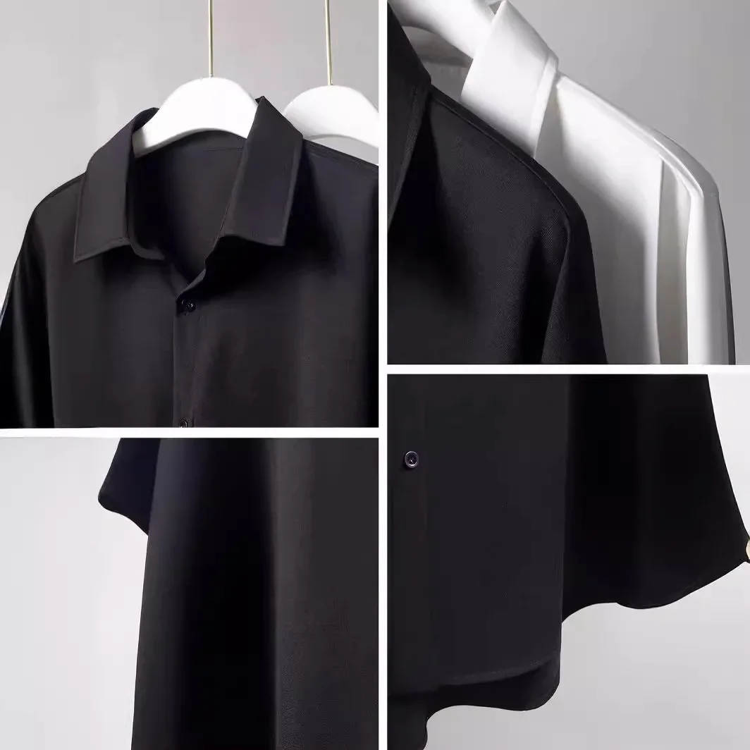 남성용 긴팔 셔츠, 캐주얼 루즈 원피스 셔츠, 단색 남성 정장 셔츠, 용수철 가을 한국 패션, 싱글 브레스트 상의