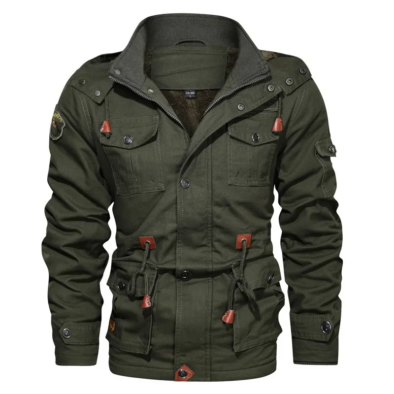 Plus Size 5XL Hooded jaquetas masculina Thick Warm Mens Parka Winter Jacket Fleece Multi-pocket Casual Tactical Army Jacket Men