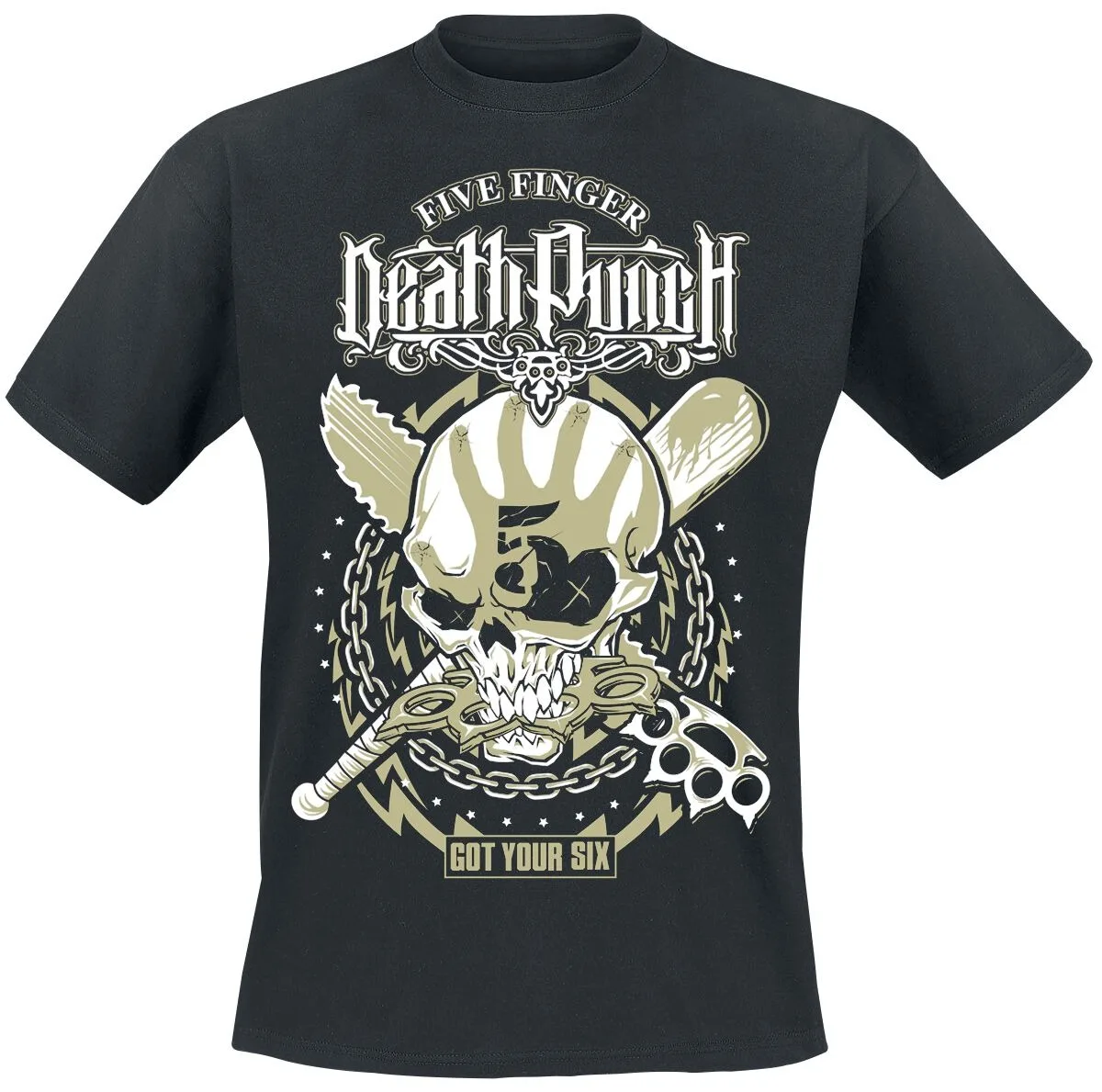 Vintage Five Finger Death Punch 5FDP Cotton T-Shirt Old School Metal Style Casual Tee view 2