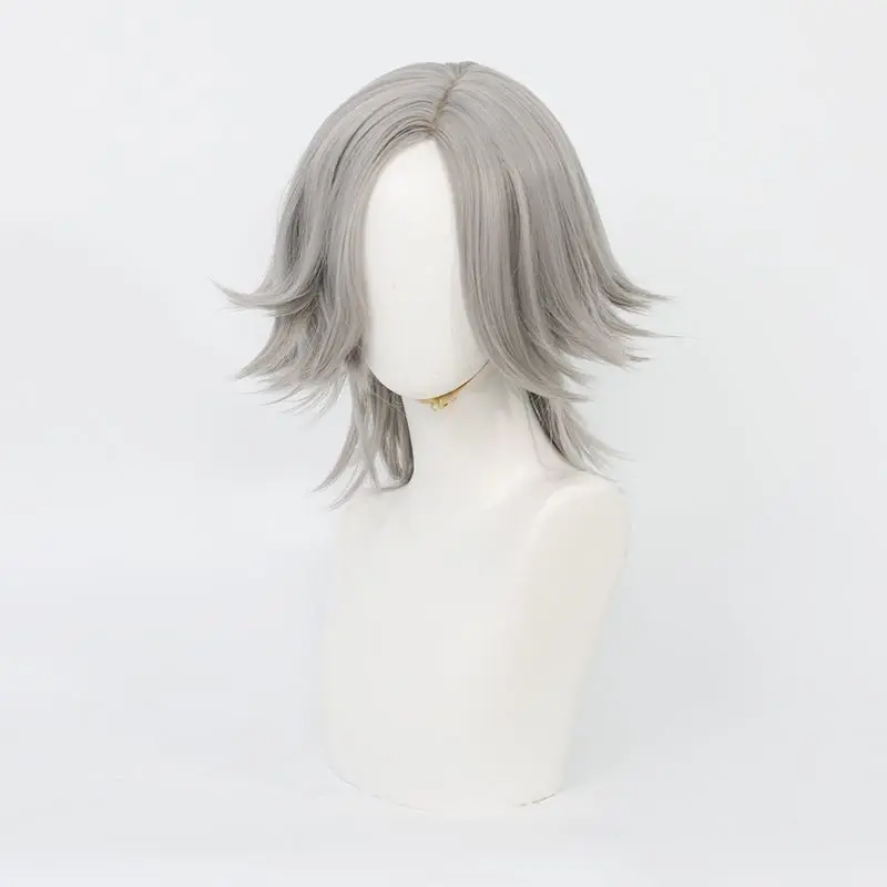 Nuevo juego, peluca de Cosplay Aotsuki Eito de cien líneas, accesorios para el cabello con flequillo corto gris, accesorios de pelucas sintéticas resistentes al calor