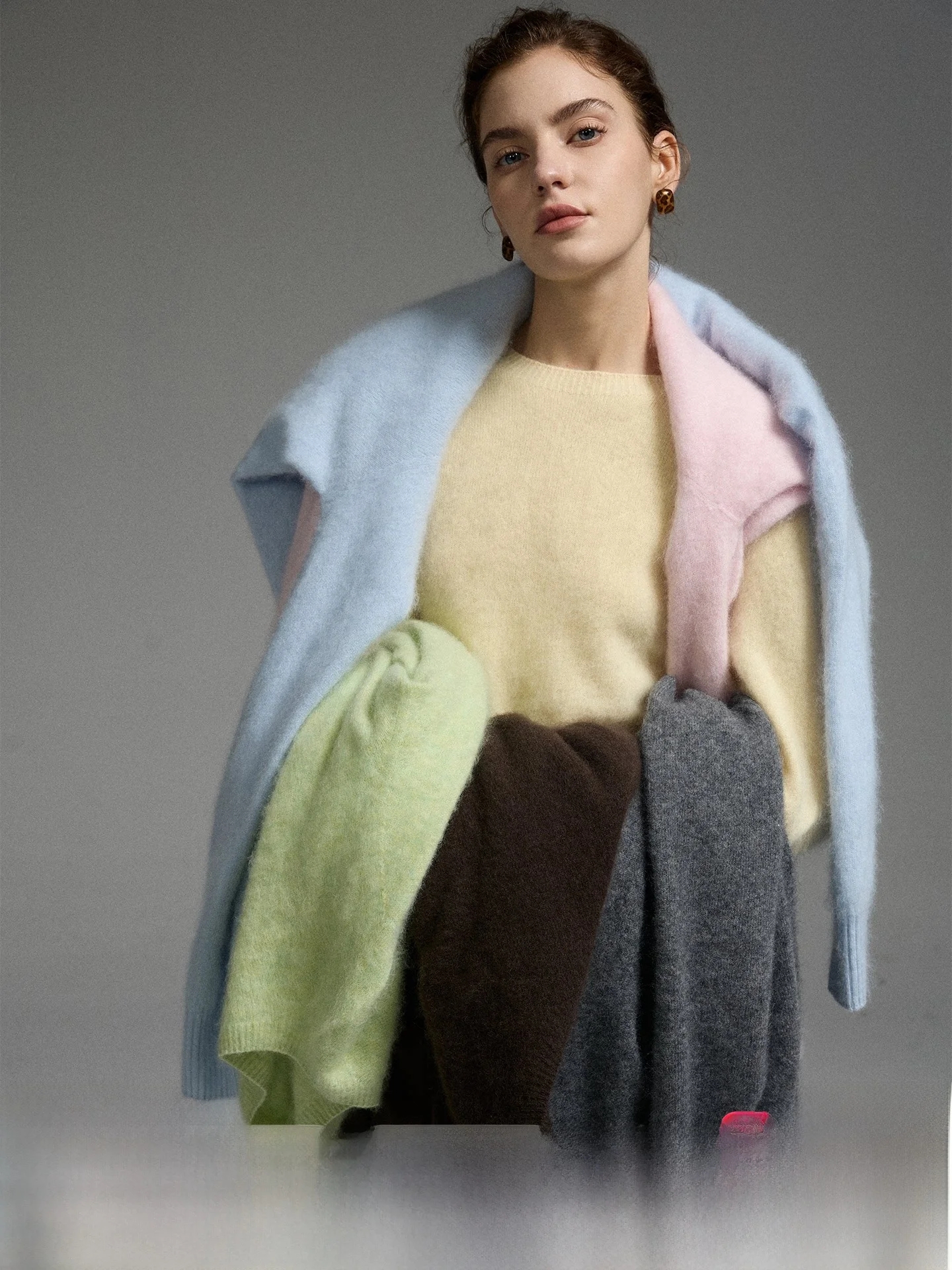 

Sauce Purple Mixed Wool Camere Knitted Sweater Women's Commute Versatile Long Sve round Ne Warm Fce Innerwear