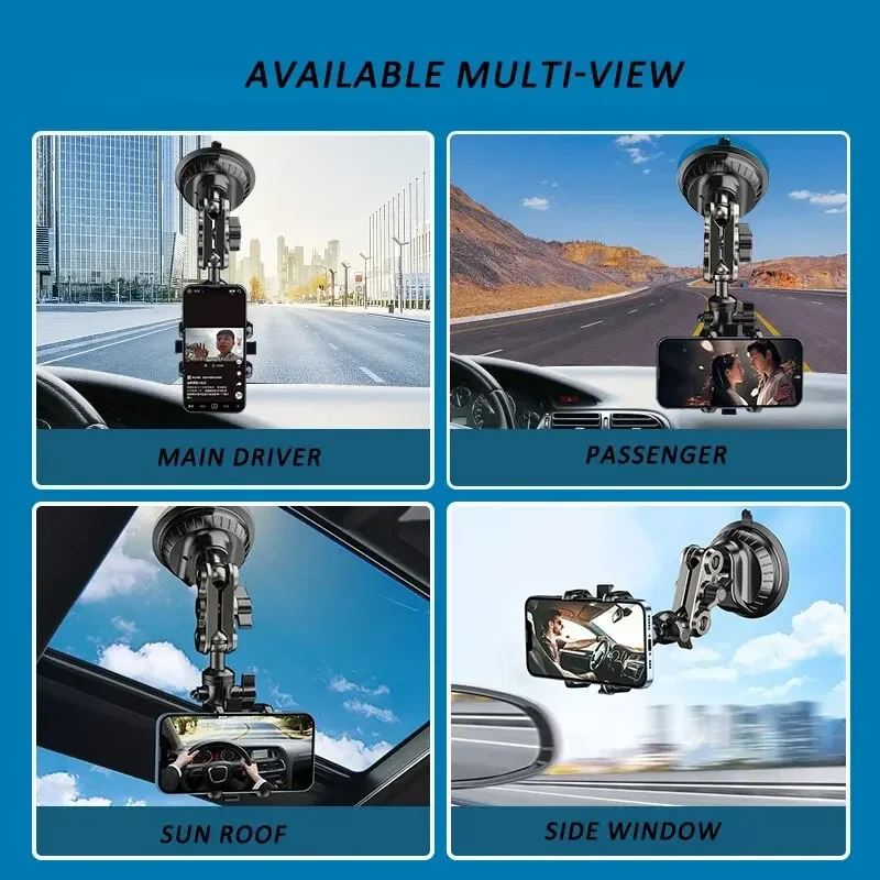 VIKEFON Car Phone Mount Video Recording Universal Magic Arm Suction Car Phone Holder Mount Windshield Window Glass Vlog Shooting
