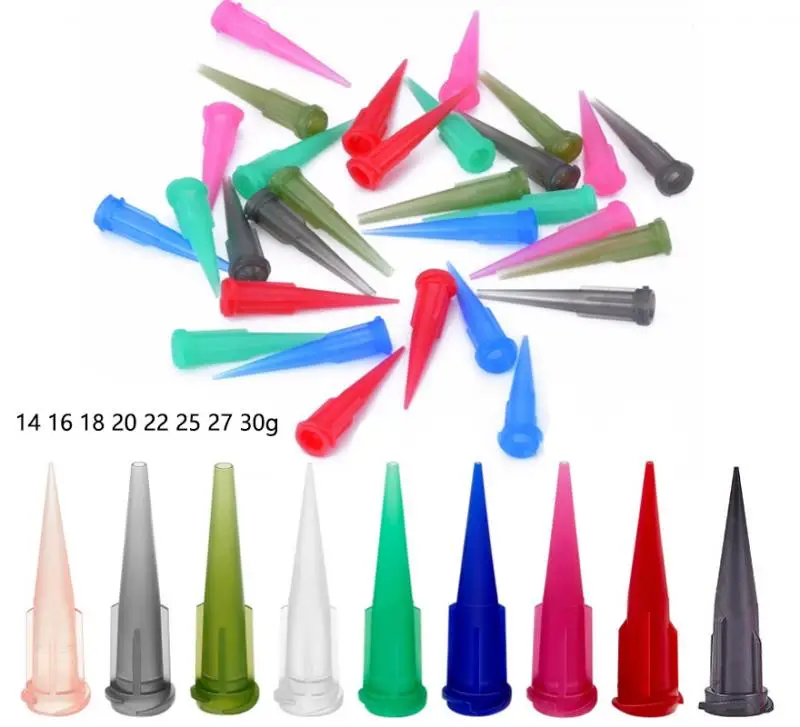 25 PCS Plastic TT Conical Glue Dispensing Nozzle Liquid Dispenser Dispensing Needle Plastic Tapered Tips 14G-30G