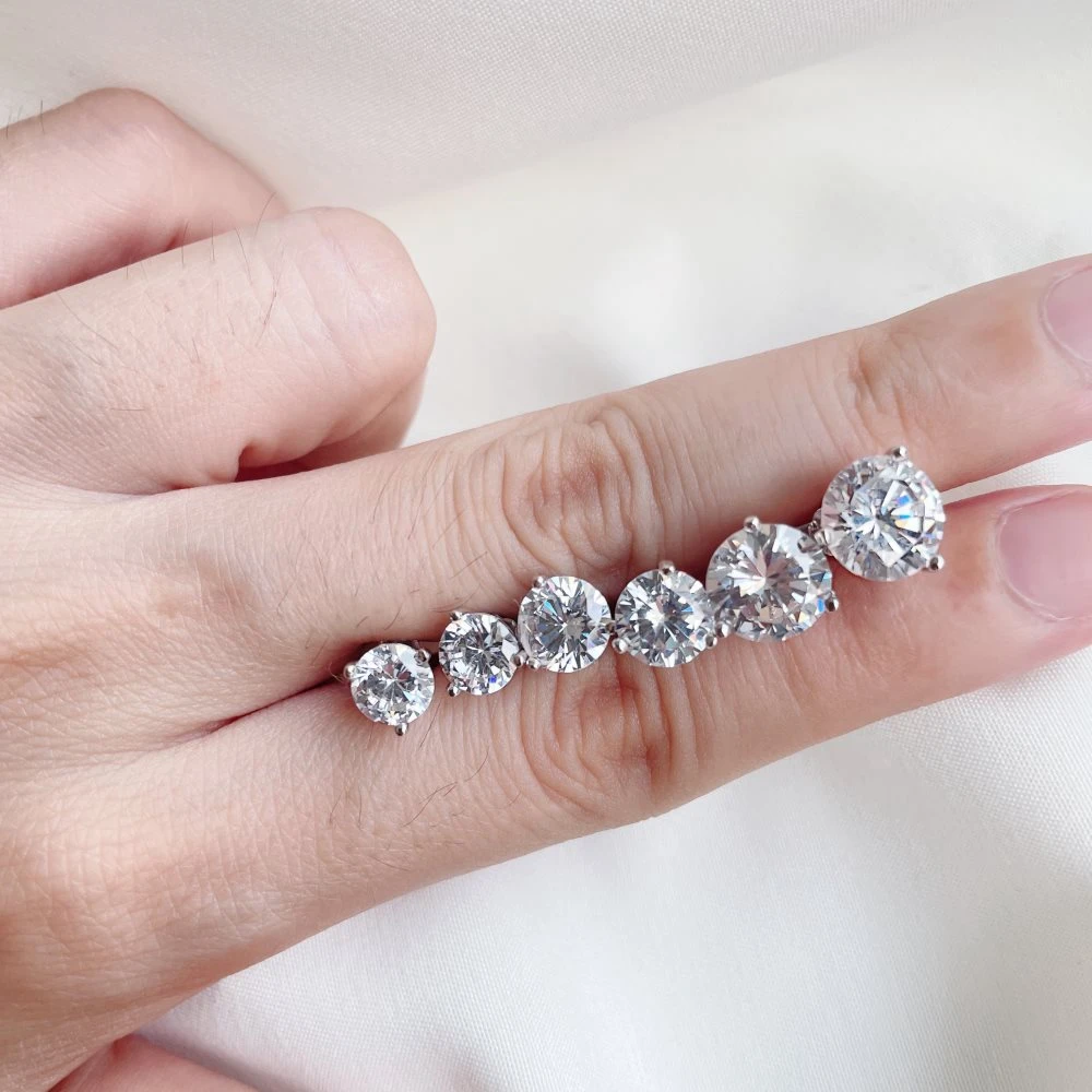 PuBang Fine Jewelry 8MM Sparkling Stud Earrings for Women Party Gifts Solid 925 Sterling Silver Created Moissanite Free Shipping