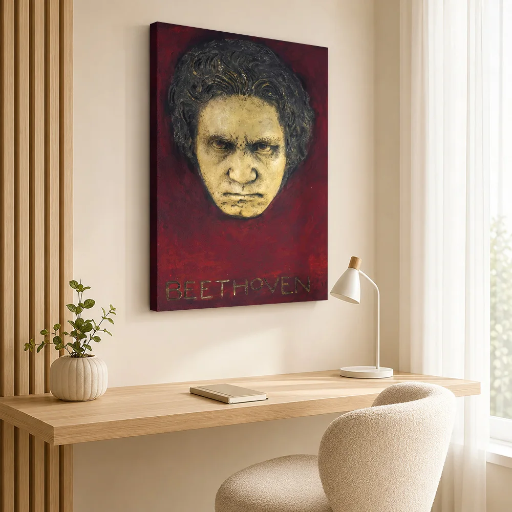 Beethoven Portrait Franz von Stuck Canvas Painting Poster Custom Modern Aesthetic Wall Art for Dining Room Decor Ready to Hang