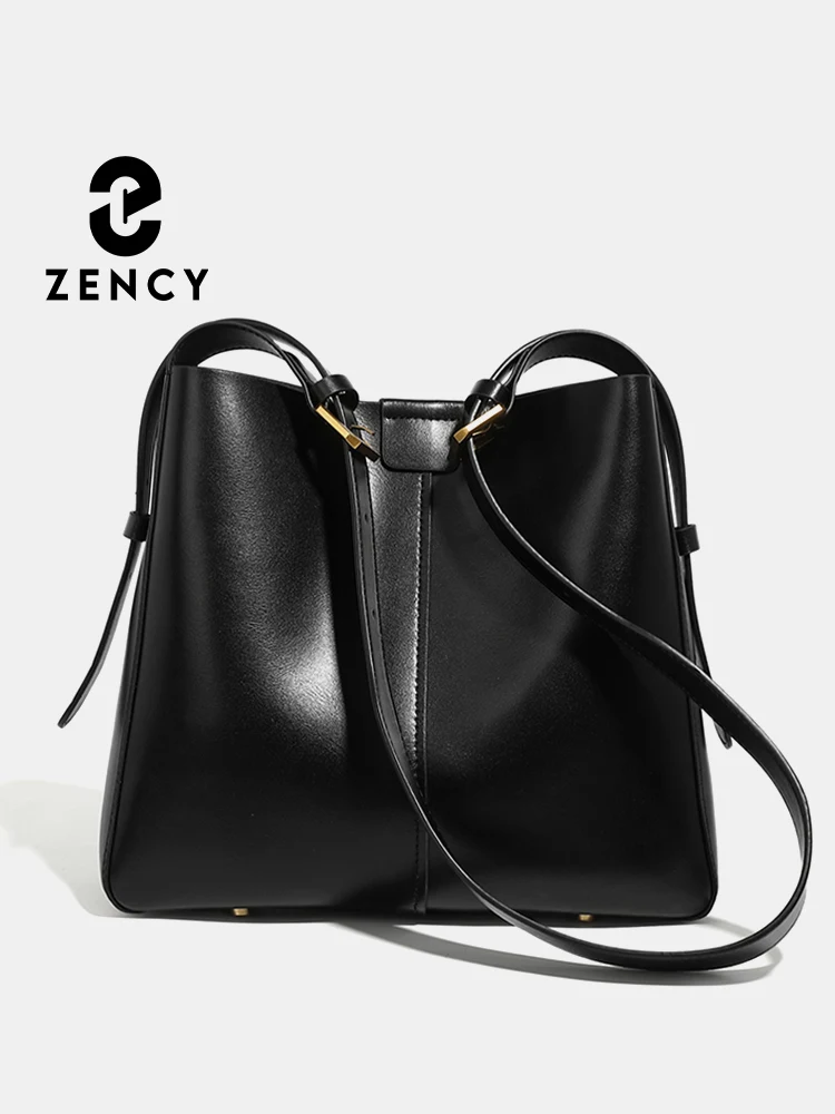 

Zency Women leather Bag Luxury Designer Bucket Bags Handbag Black Female Shoulder Handbag Crossbody Shopping Bag
