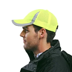 High Visibility Reflective Baseball Cap Yellow Safety Hat Work Safety Helmet Washable Hat Safety Traffic Cap Hard Hat