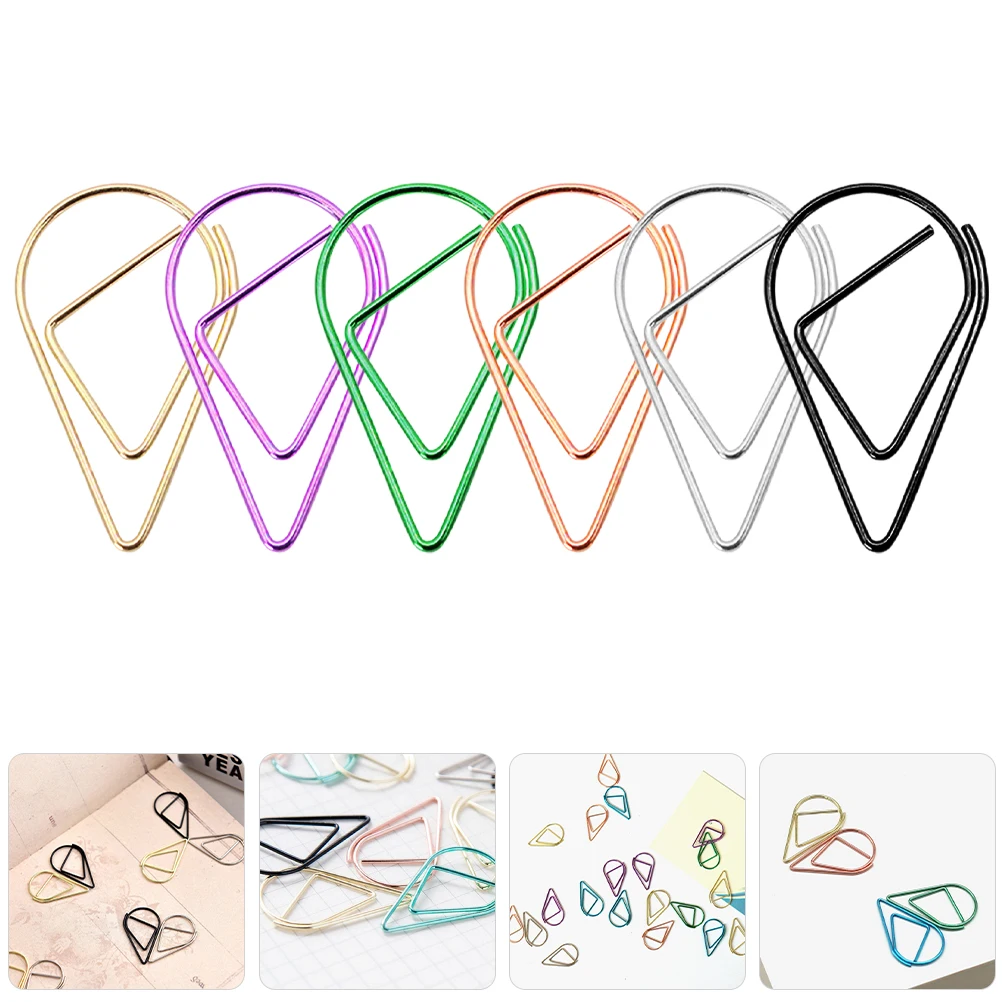 

100 pcs Water Drop Shaped Paper Clips Creative Metal Clips For Office School Diy Bookmarks Photo Albums Business Cards Envelopes