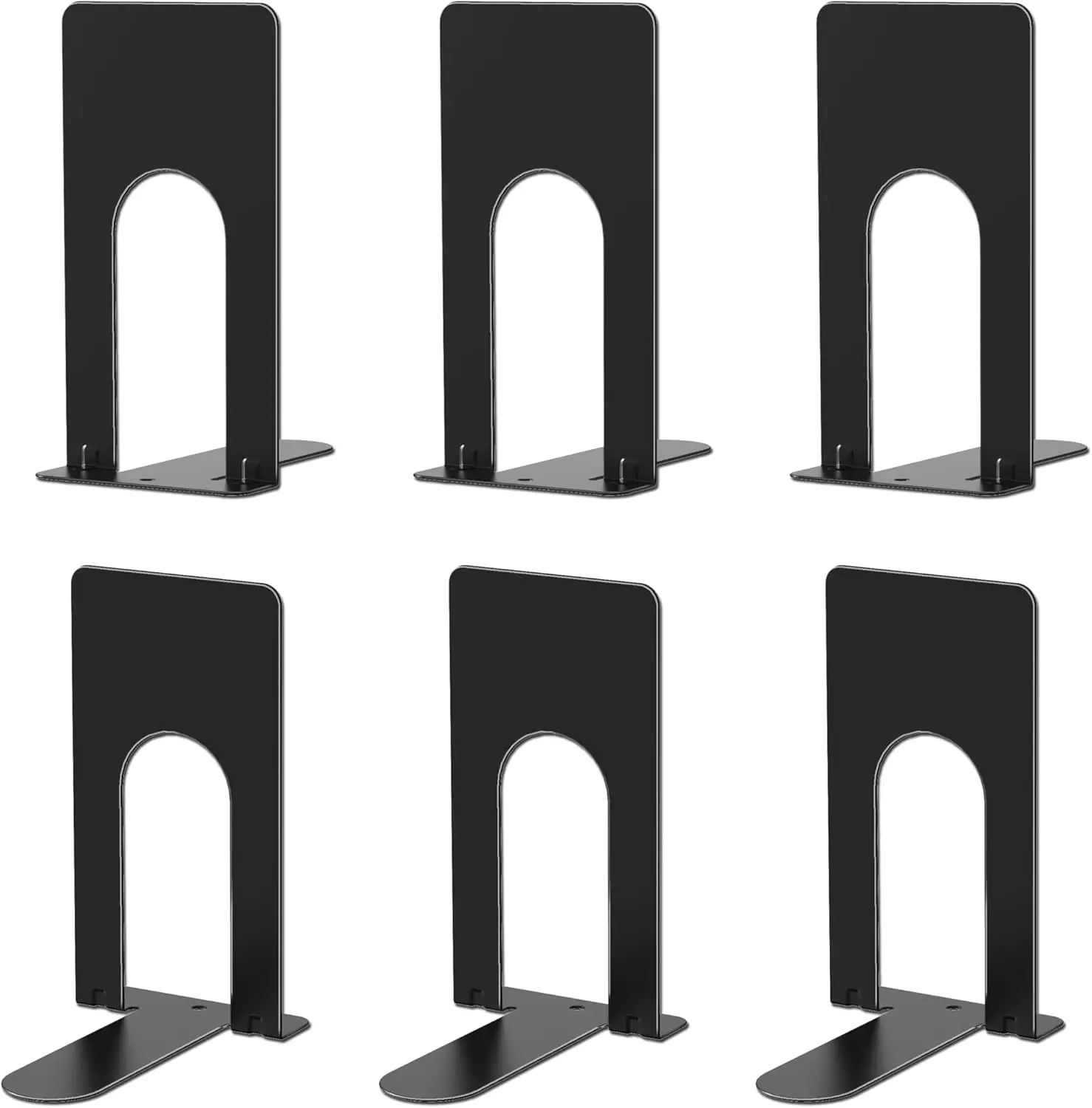 

Small Bookends for Shelves, 3.9x2.8x5.2in Black Metal Book Stopper, Sturdy Book Holders for Home Office (6 Pcs)