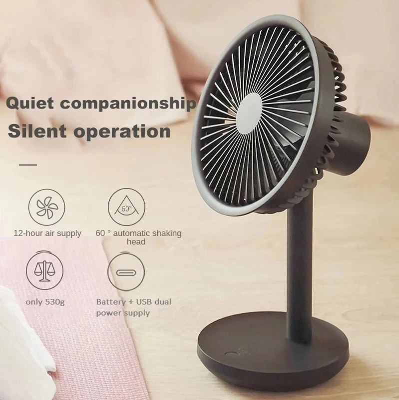 

Portable Desk Fan USB rechargeable Cooling Fan Outdoor Mini Floor Fan 4-Speed Home Silent