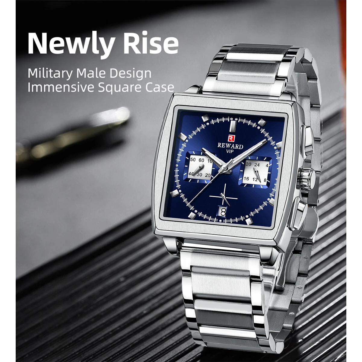 REWARD New Quartz Watches Men Rectangle Wristwatches Male Top Brand Luxury Chronograph Business Watch Relogio Masculino