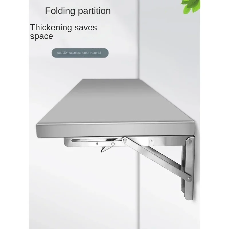 304 Stainless Steel Wall Mounted Folding Table with Shelf for Home Kitchen Study Office Easy to Install