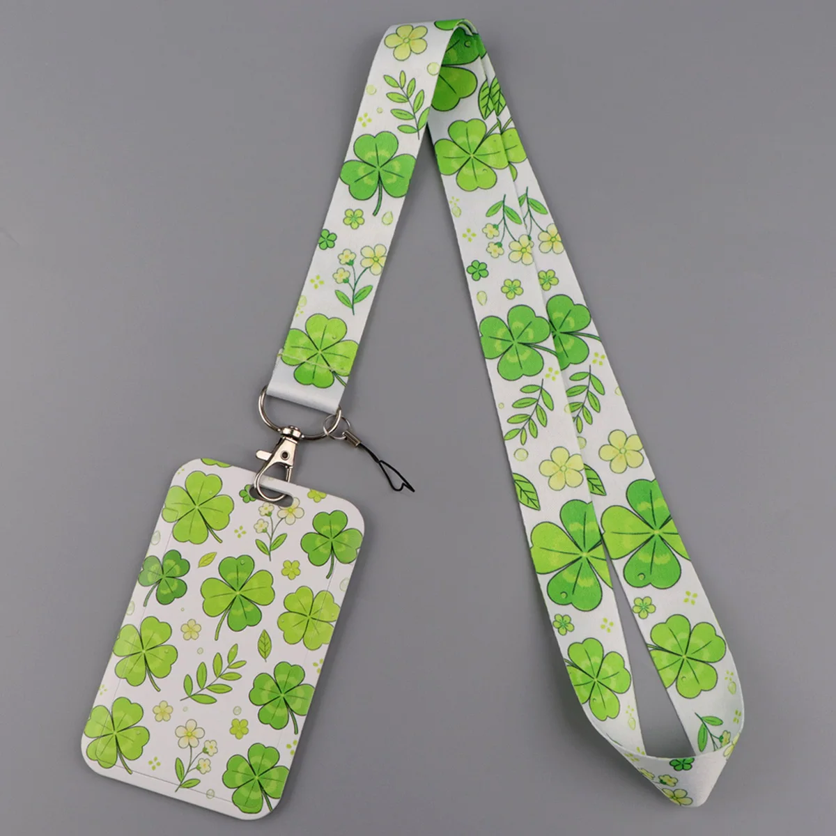 Four Leaf Clover Lanyard Neck Strap Keychain ID Card Cover Badge Holder Mobile Phone Hang Rope Keyring Accessories
