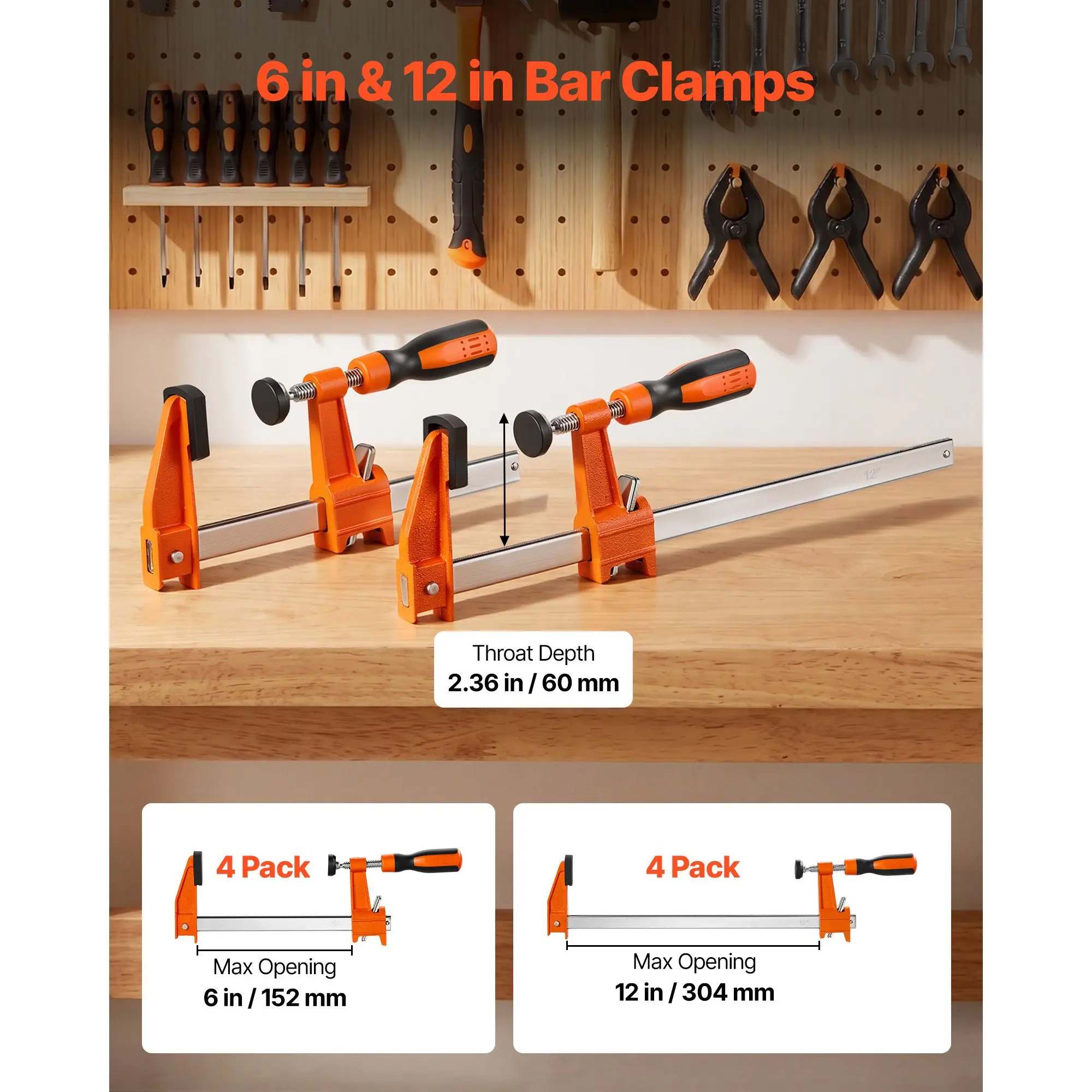 Bar Clamps for Woodworking, 8-Pack, 6