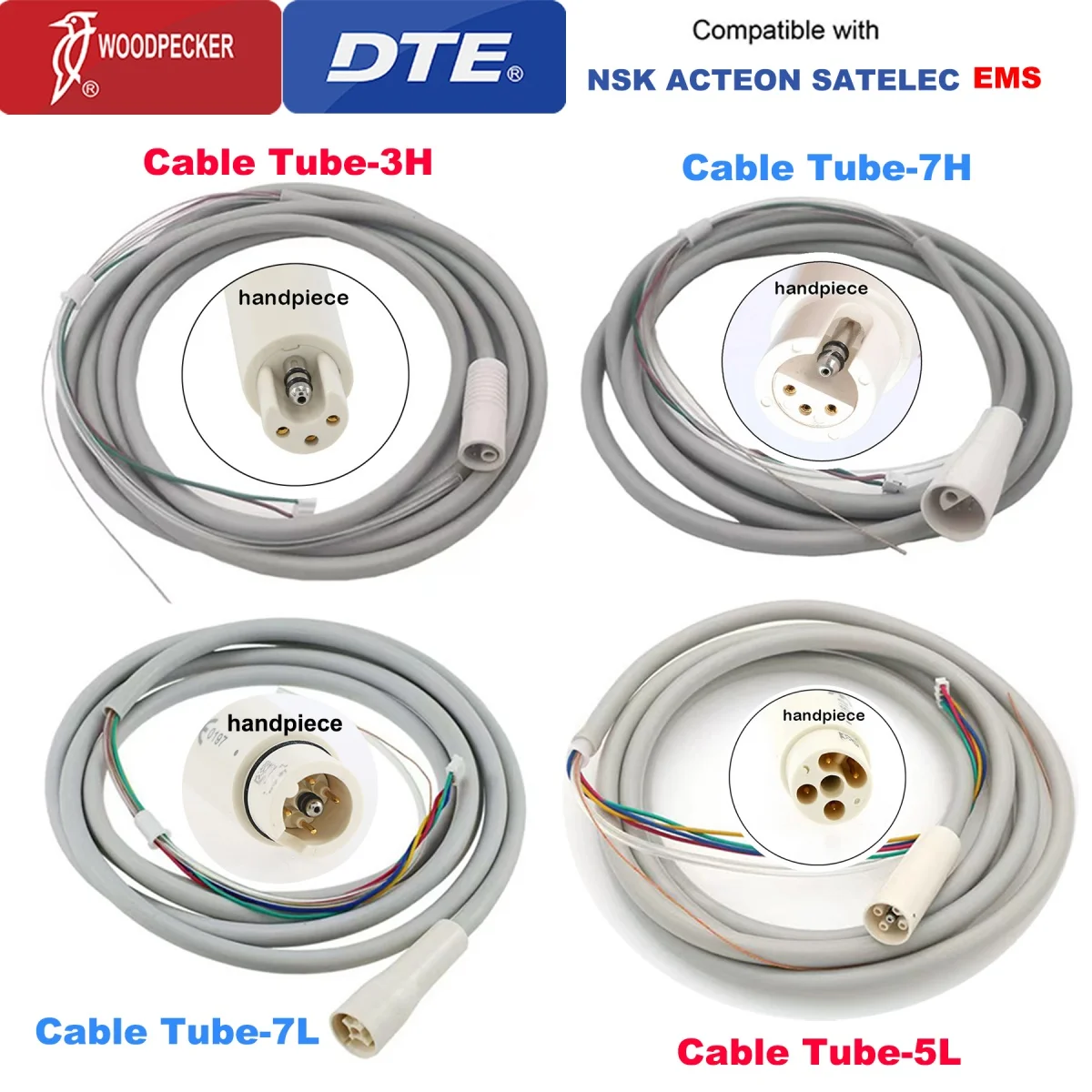 Woodpecker DTE Dental Ultrasonic Scaler Cable Tube Detachable Cable Fit EMS UDS NSK SATELEC ACTEON Dental Lab 7H 7L 3H 5L