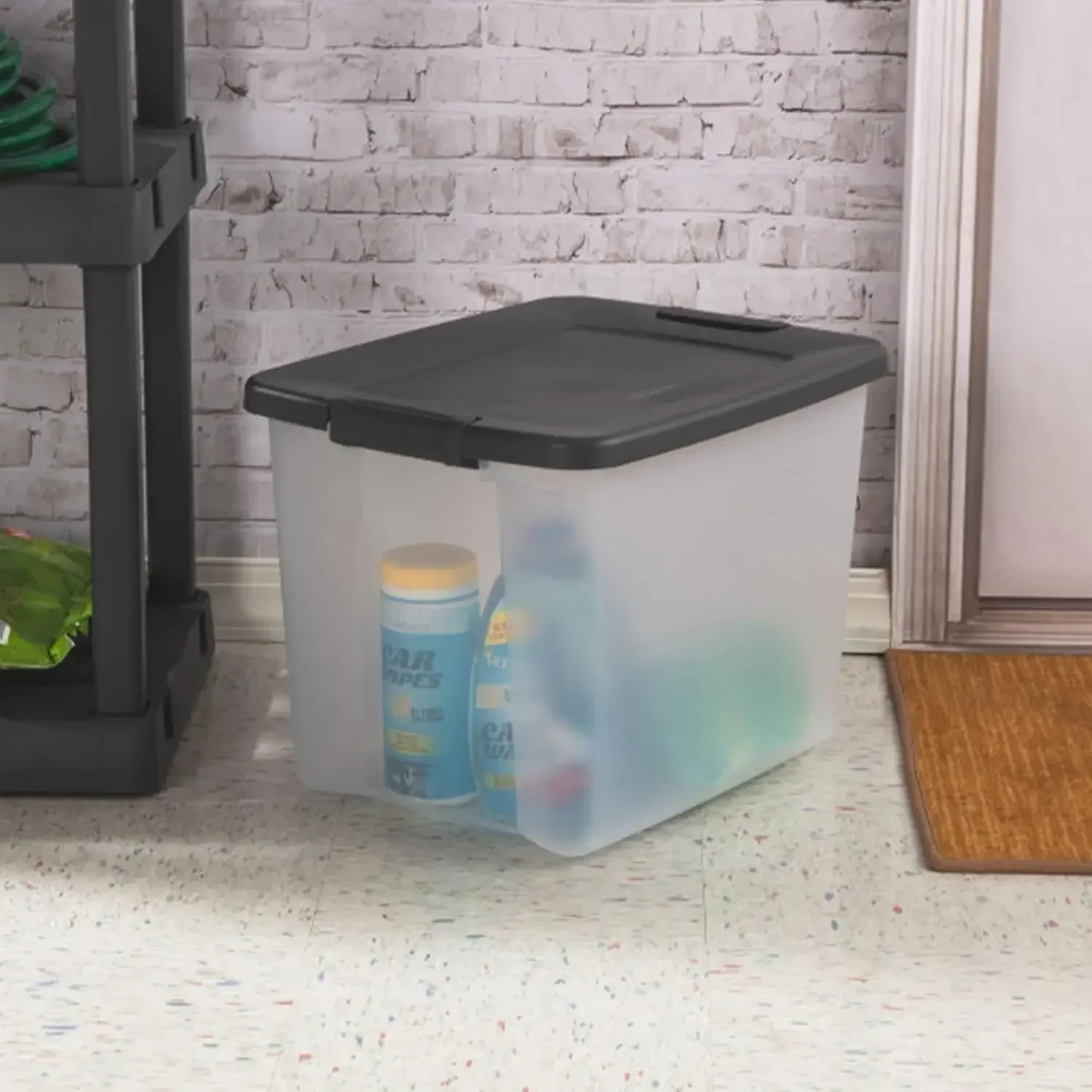 6-Pack ShelfTote, Clear Plastic Storage Bins with Lids, 50 Quart, Gray - Stackable Organizing Container Boxes for Closet, Bathro