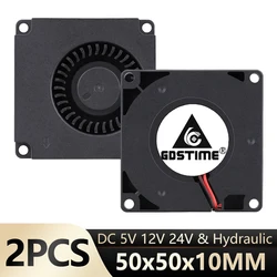 2Pcs/lot Gdstime 50mm 3D Printer Fan 5V 12V 24V 5010 Blower Fan 50mmx50mmx10mm 50mm 5cm Radial Computer PC DC Cooling Cooler Fan