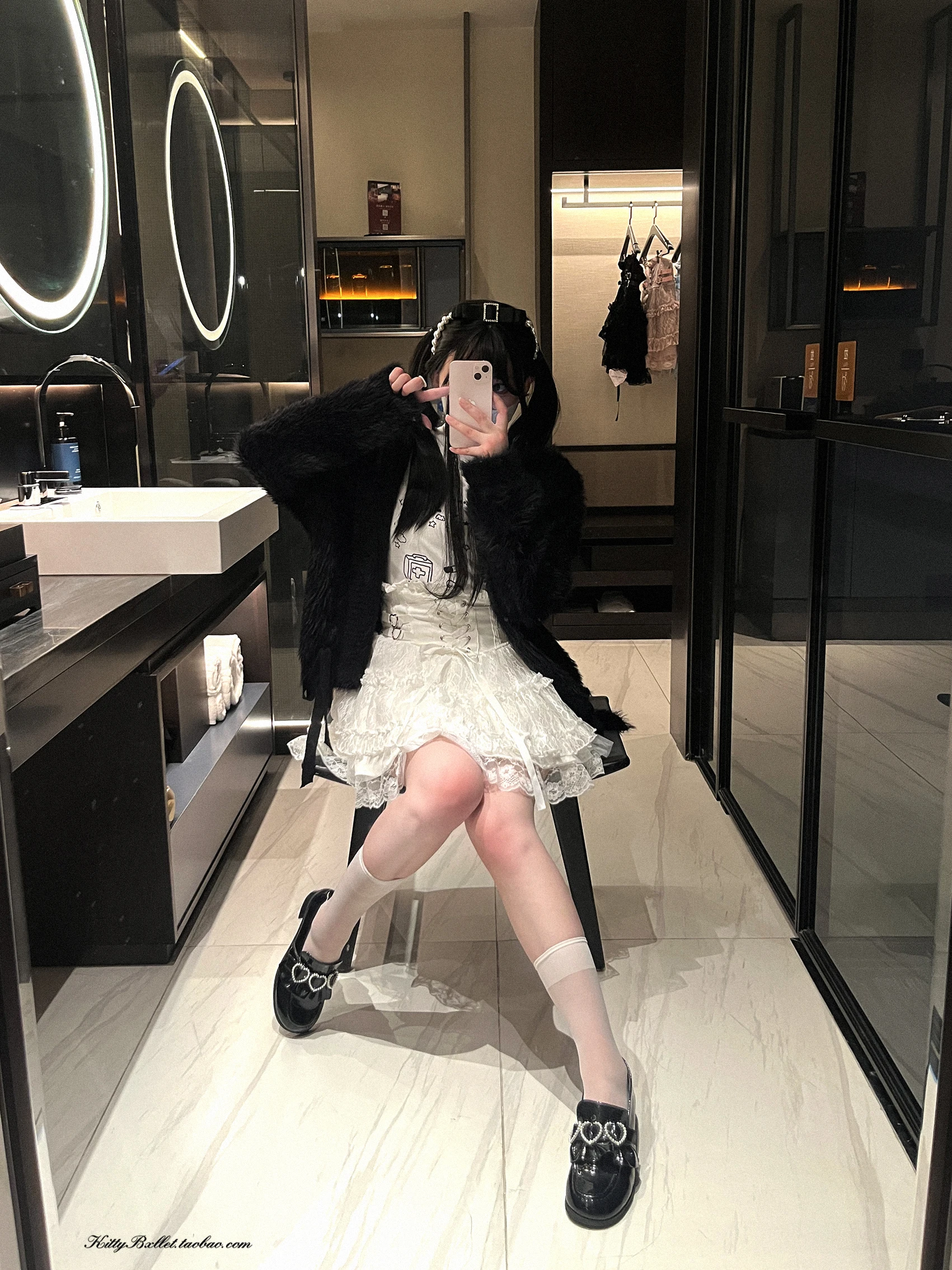 Japanese Mine Style Lace Splicing Short Skirts High Waist Lace-up A-line Heart Leather Buckle Sweet Versatile Mini Skirt Women