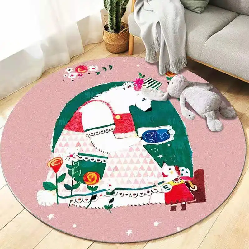 Cartoon Cute Dog 3D Round Carpets for Living Room Bedroom Decor Home Chair Floor Mats Anti-slip Bedside Sofa Kids Play Area Rugs