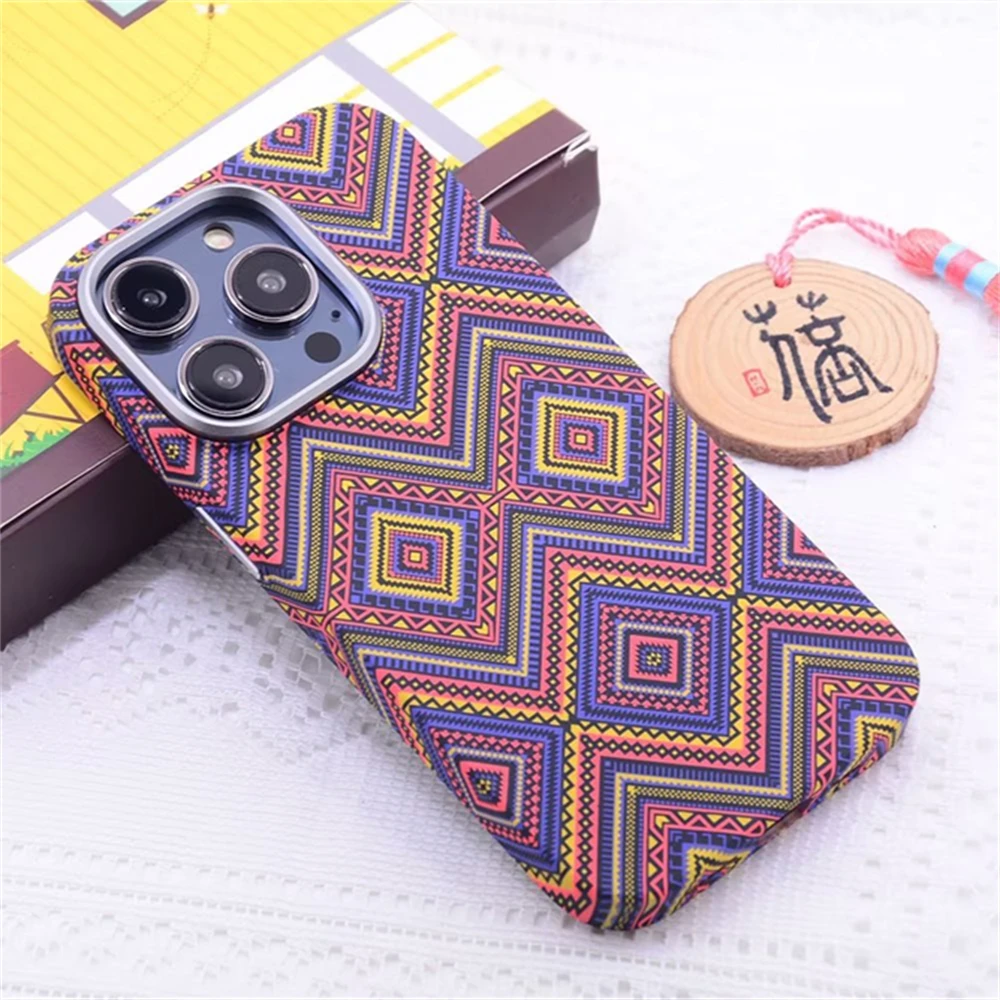 Luxury Best Fiber Woven Pattern LUXO Cover magnetica luminosa Shell per iPhone 15 Pro Max 13 IP12 14 Magsafe Case Capa