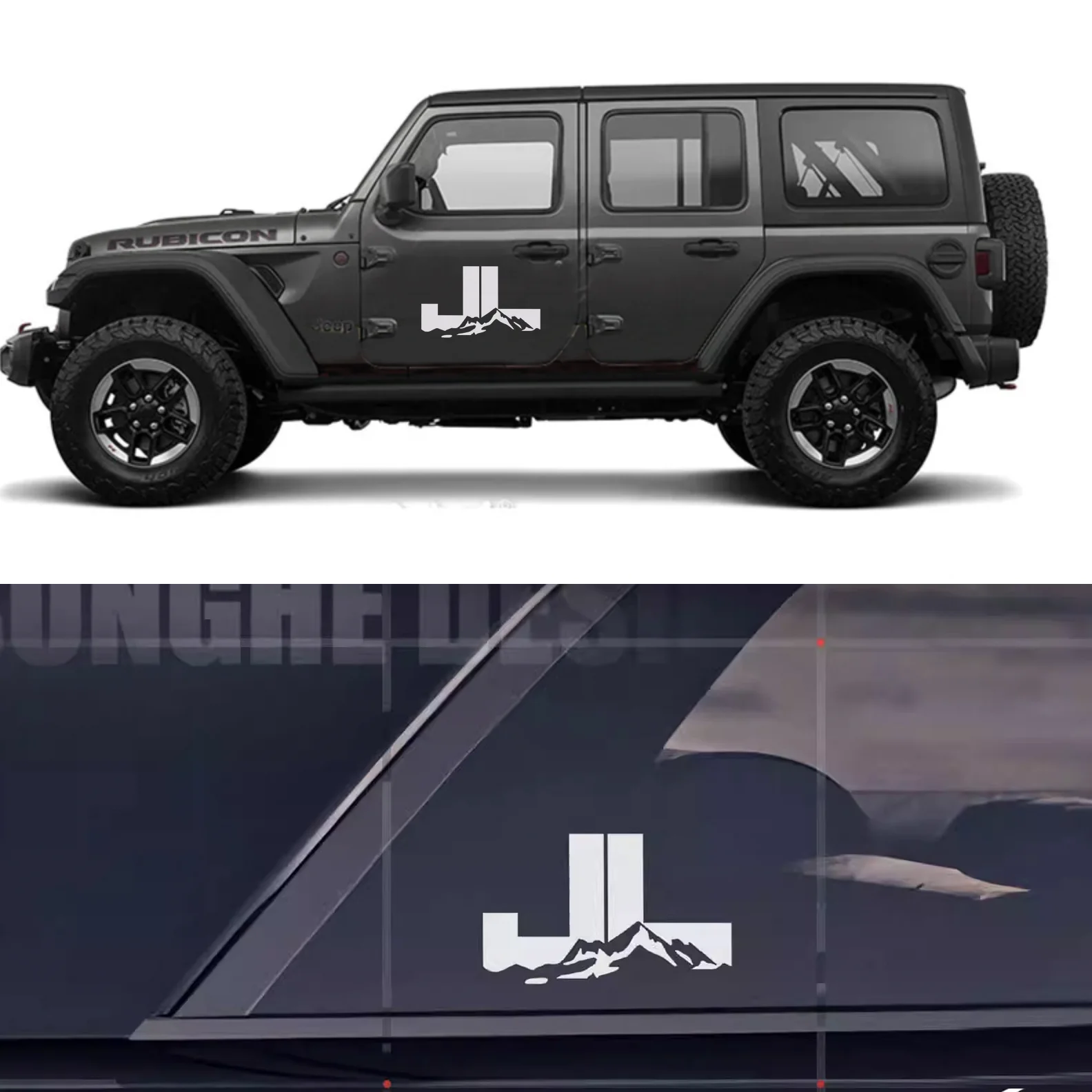 Large Body Door Decal Side Window Sticker Letter Mountain Vinyl Wrap Blackout Kit Decoration for Jeep Wrangler JL JK 2007-2020