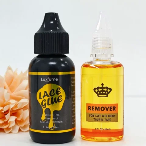 38ML Strong Hold Hair System Adhesive & 30ML Solvent Wig Glue Remover for Lace Wigs Toupee Closure