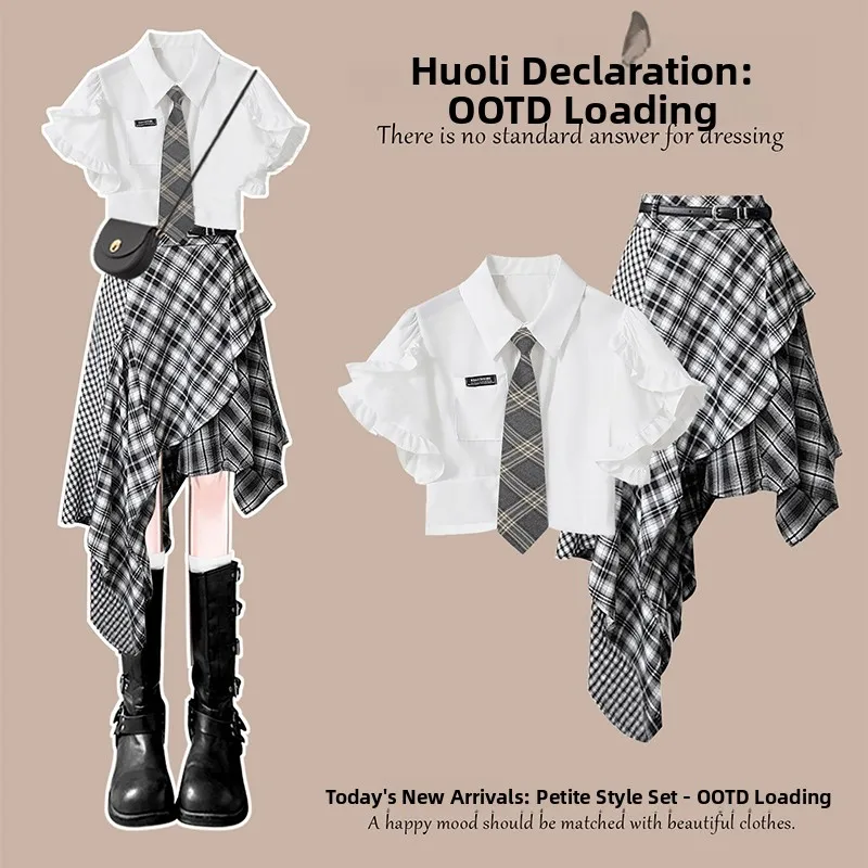 

Korean Style Summer Fashion Short Girls Dress Set School Uniform Style Jk Skirt Breathable Lightweight Polyester Fabric