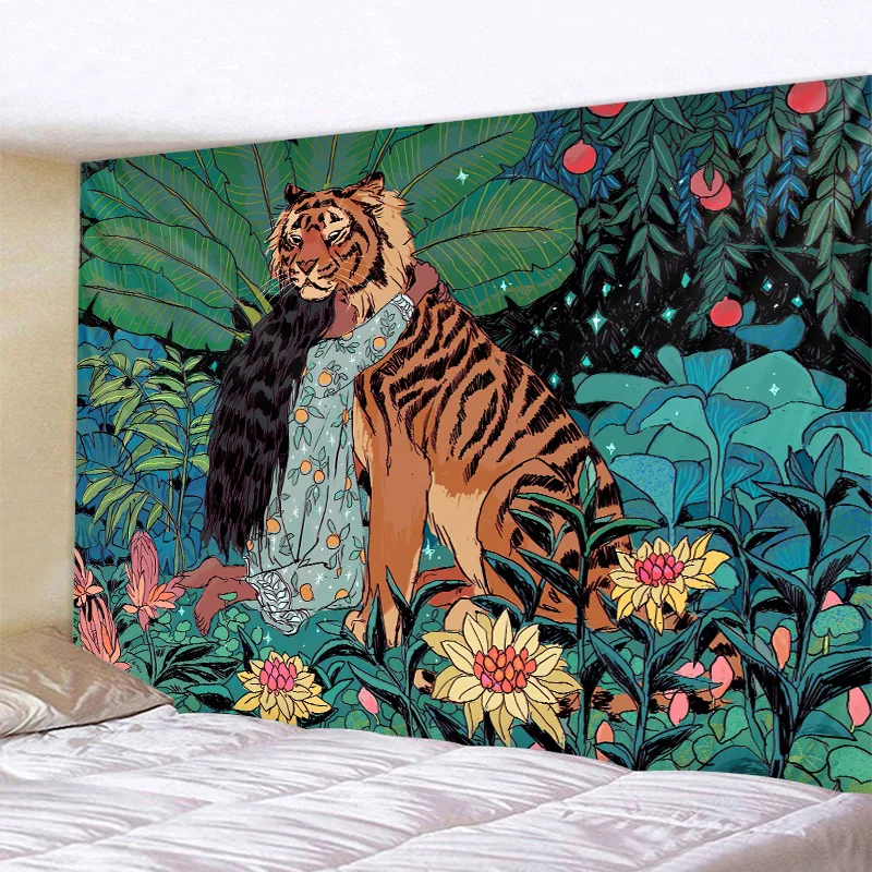 Tapestry Blanket Tapestry Clearance Mysterious Jungle Animal Art Mandala Boho Hippie Psychedelic Home Decoration