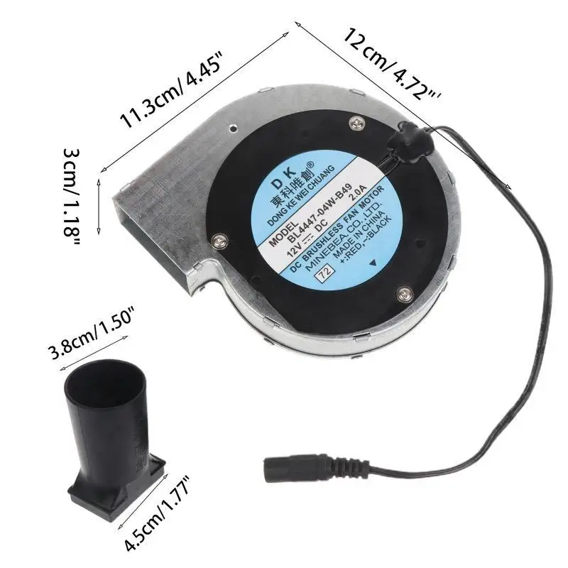 652F تيار مستمر 12 فولت مروحة شواء 10028 منفاخ توربو صغير محمول عالي الحجم مع منفذ تجميع الهواء مزود الطاقة التحكم في السرعة #6