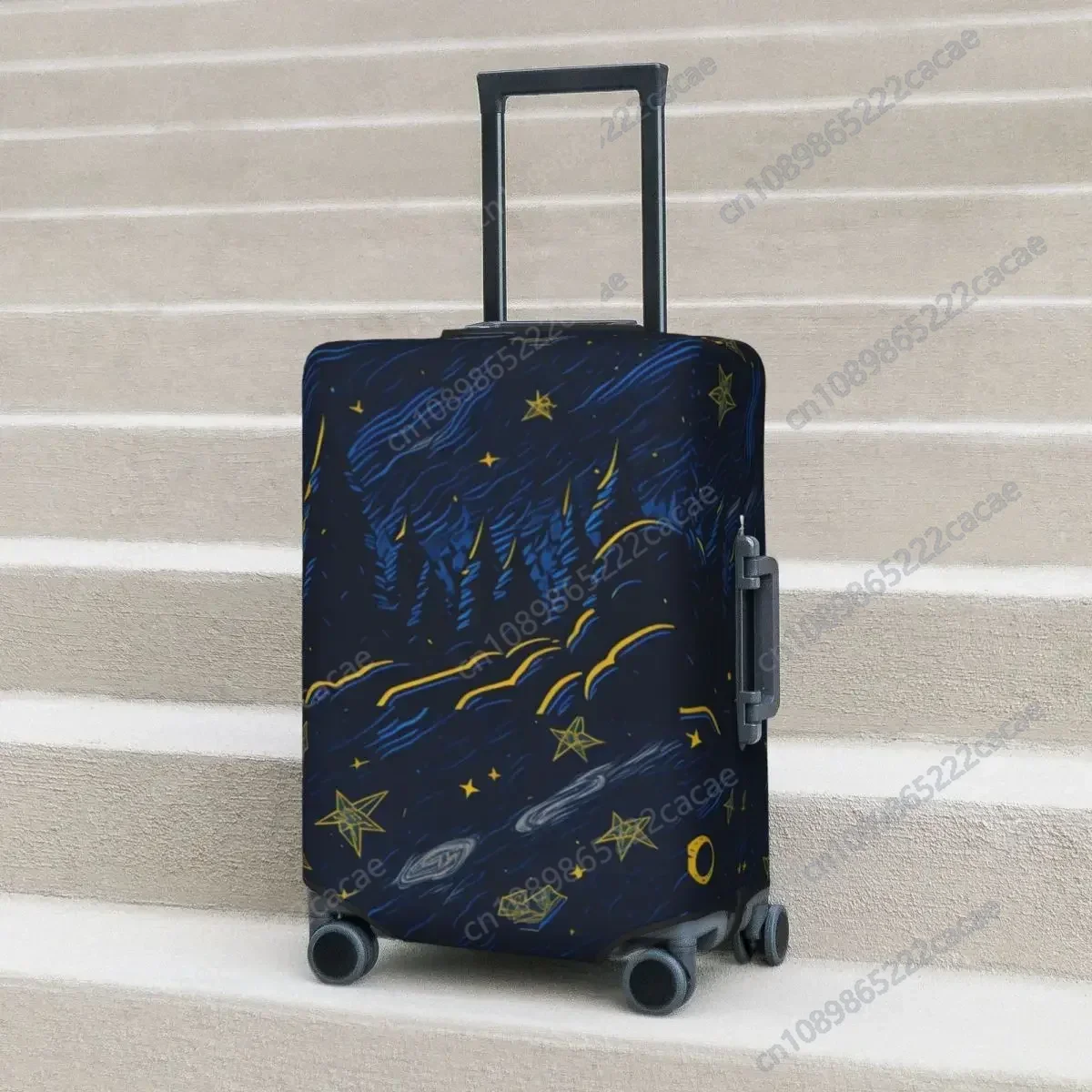 Forest Starry Suitcase Cover Night Sky Illustration Stars Nature Practical Travel Protector Luggage Supplies Holiday