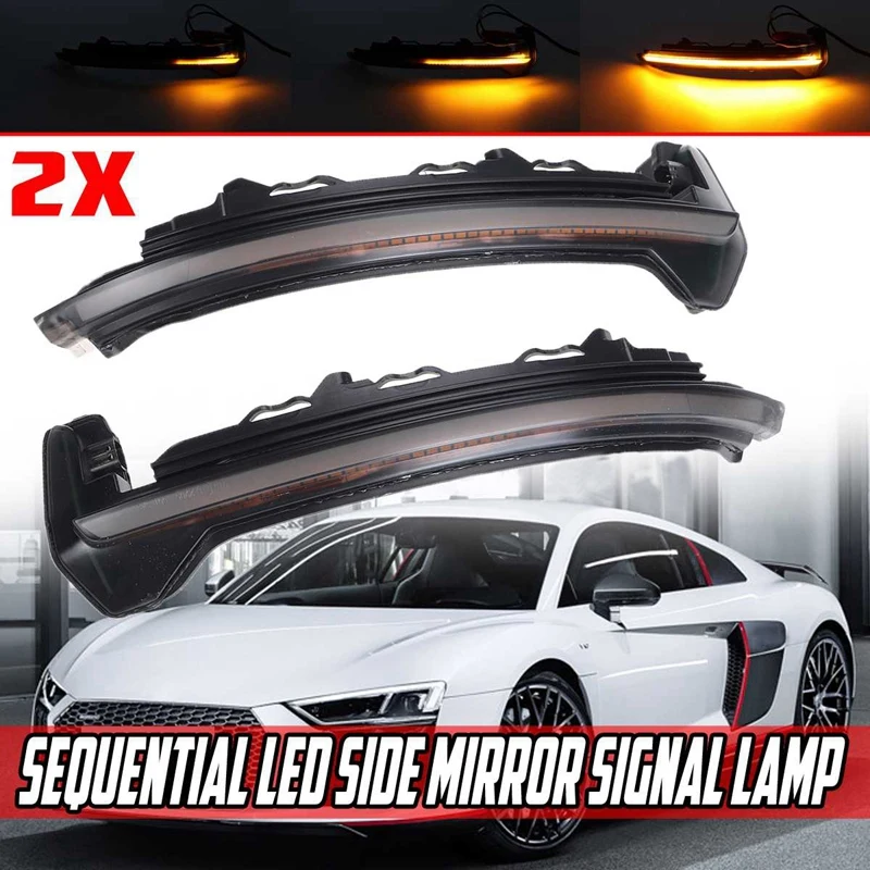 Car LED Dynamic Rearview Mirror Light Turn Signal Light Indicator Blinker for  TT TTRS 8S R8 16-18