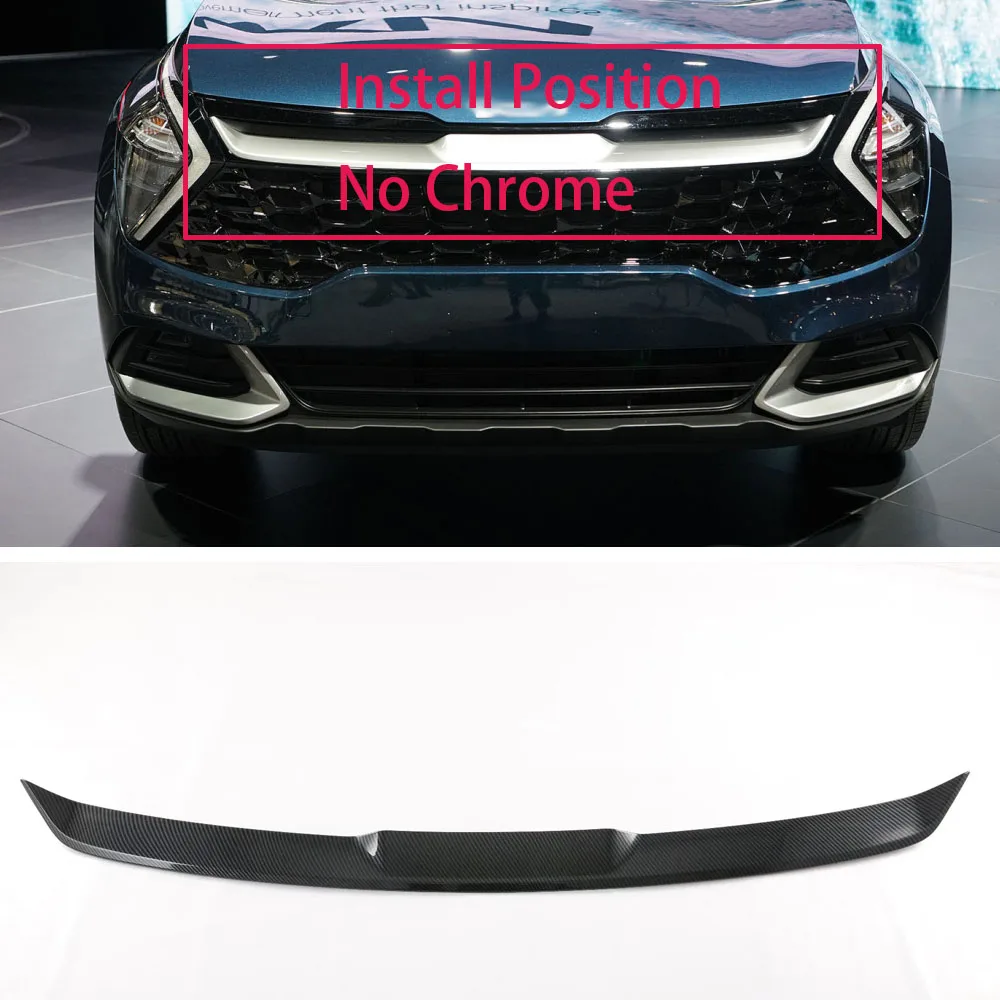 

For Kia Sportage NQ5 2022 2023 Carbon Fiber Center Grills Decoration Molding Trims Strips Car Styling Exterior Accessories