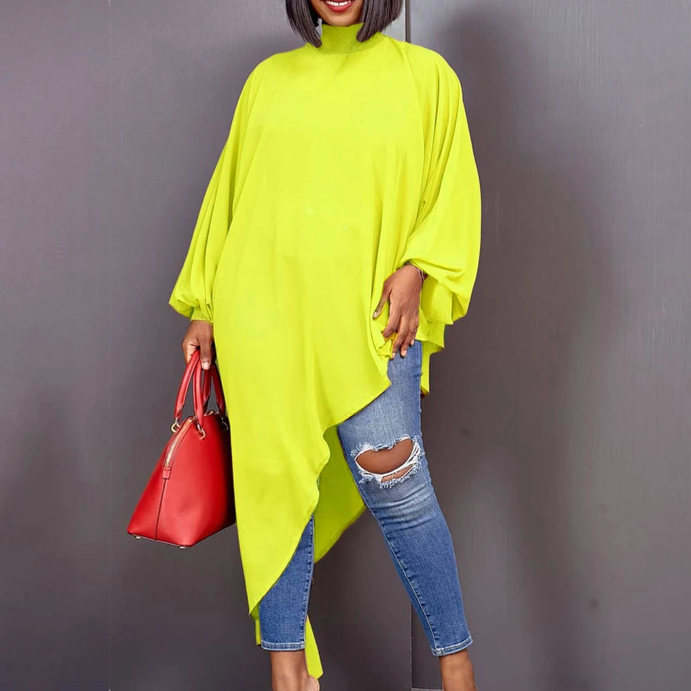 

White Black Casual Tops Long Sleeve Tees Shirts And Blouses Oversized T-shirt Loose African Female Clothes Chiffon Summer Outfit