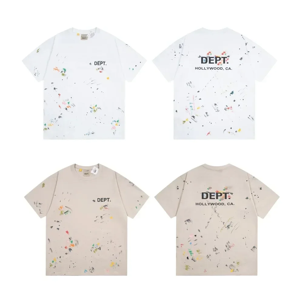 DEPT Fashion Design Tee Man Brand Graffiti Letter Print Gallery Logo TShirt Loose Oversized Hip Hop Couple Cotton casual Shirt