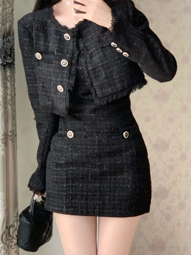 

Элегантный комплект из 2 предметов Pure Desire во Франции, пальто на пуговицах + утягивающее платье с застежкой на талии, женское зимнее модное платье 2025 г.