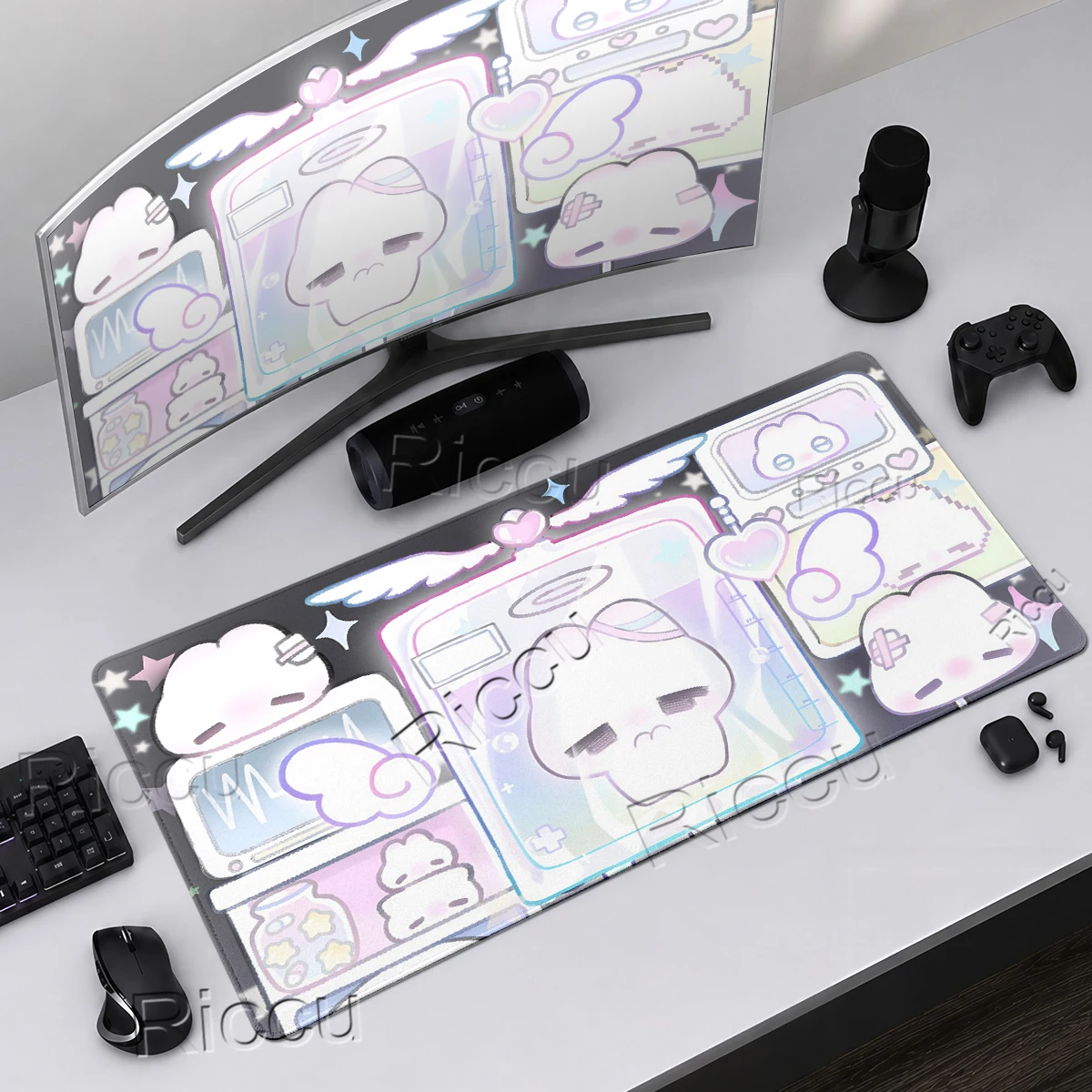 Large Soft Cute Rabbit Design Mouse Pads Gaming Laptops Mousepad Gamer Cabinets Carpet Stitched Edge Anime Cartoon Bunny Playmat