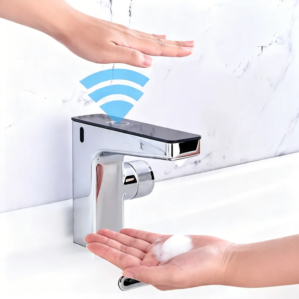 

New 2 in 1 TouchLess Faucets & Soap DispenserDigital Display Supplier Basin Sensor Automatic Faucets