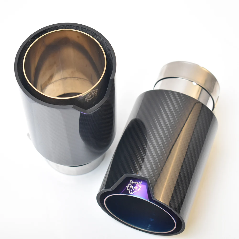 

1Piece 93mm Outlet Car Universal M Performance Glossy Gold Exhaust Pipe Purple Carbon Fiber Muffler Tip For E63