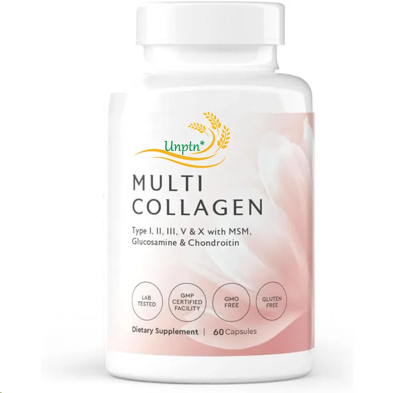 

Hydrolyzed Multi Collagen Peptide Protein Capsules - Type I, Ii, Iii, V Grass Fed Cattle, Chicken, Marine Collagen Supplement