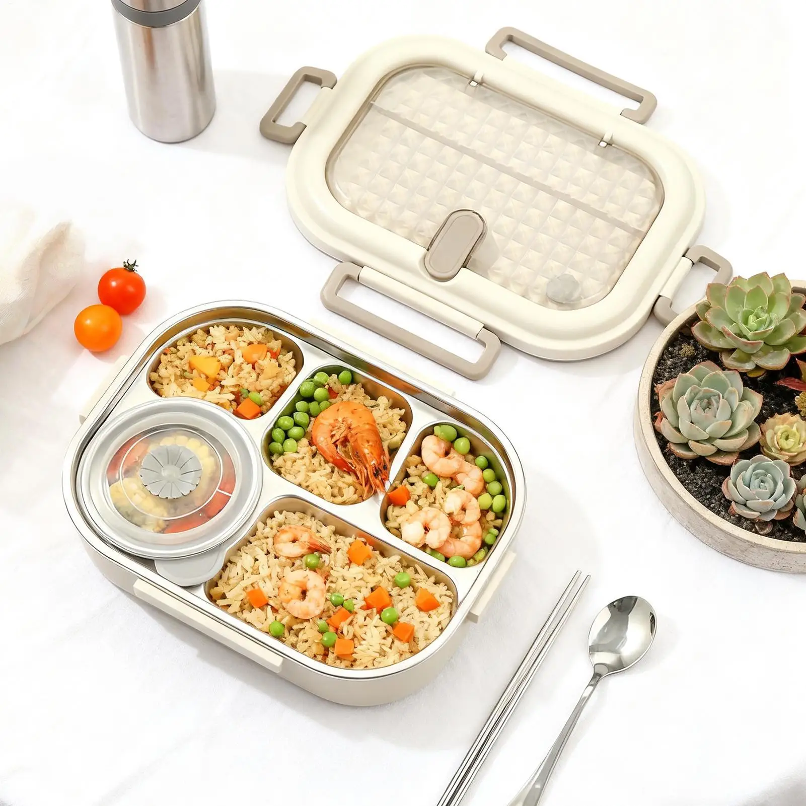 

Контейнер для обеда, переноска для еды с палочками для еды, контейнер для еды из нержавеющей стали, ланч-бокс для школы, кемпинга, весеннего путешествия