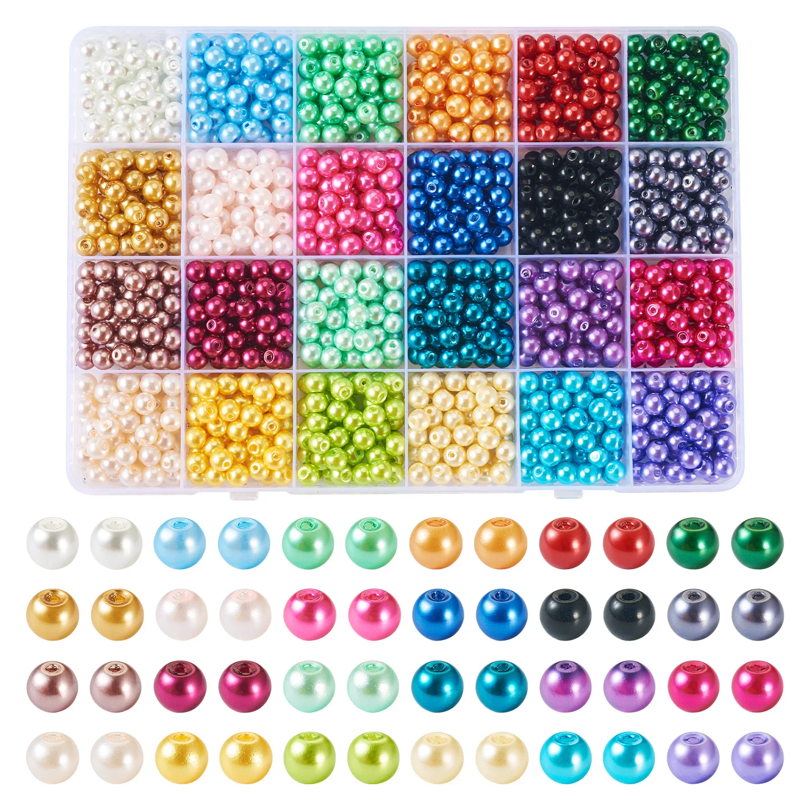 

1200Pcs 6mm Imitation Pearl Glass Round Beads loose Spacer Beads for Diy Bracelet Necklace Jewelry Making Accessories